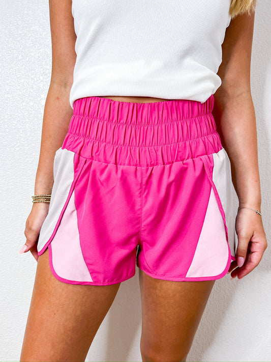 Hot Pink Color-Block Shorts - Southern Belle Boutique