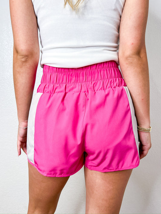 Hot Pink Color-Block Shorts - Southern Belle Boutique
