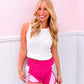 Hot Pink Color-Block Shorts - Southern Belle Boutique