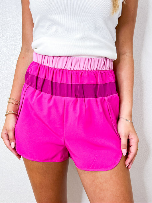 Fuchsia Color Block Active Short - Southern Belle Boutique