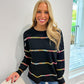 Black Multi Color Stitched Sweater - Southern Belle Boutique