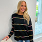 Black Multi Color Stitched Sweater - Southern Belle Boutique