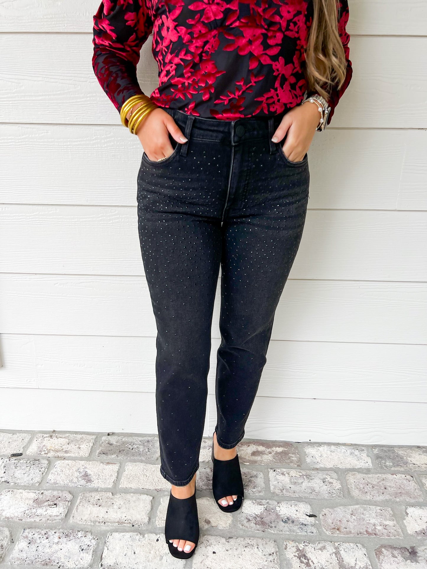 Rachael HR Fab Mom Jean - Black Sprinkles - Southern Belle Boutique