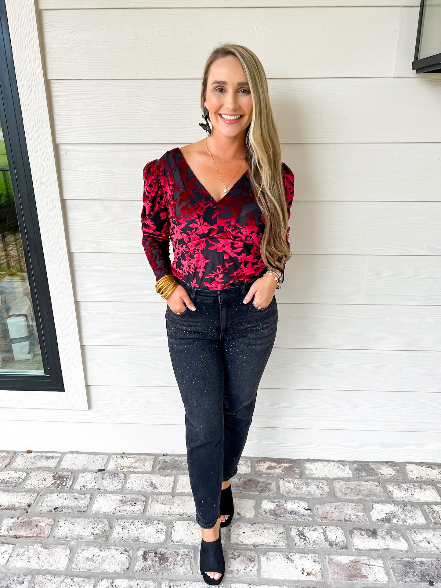 Leanne Mesh Top - Rio Red Burnout - Southern Belle Boutique