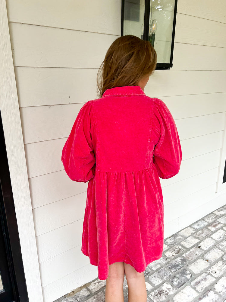 Magenta Corduroy Dress - Southern Belle Boutique