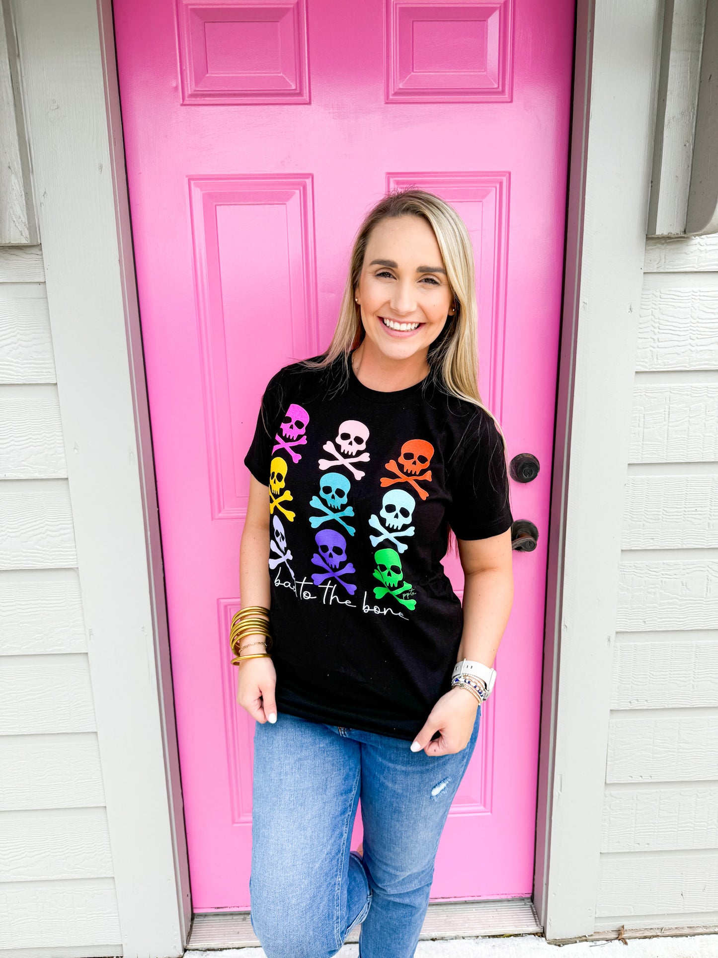 Colorful Bad to the Bone Tee - Southern Belle Boutique
