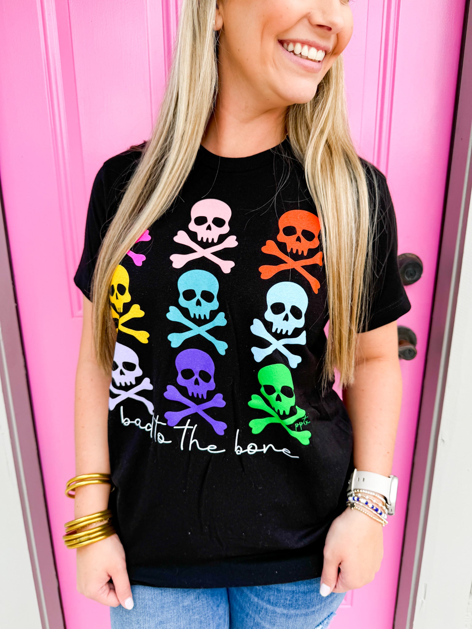 Colorful Bad to the Bone Tee - Southern Belle Boutique