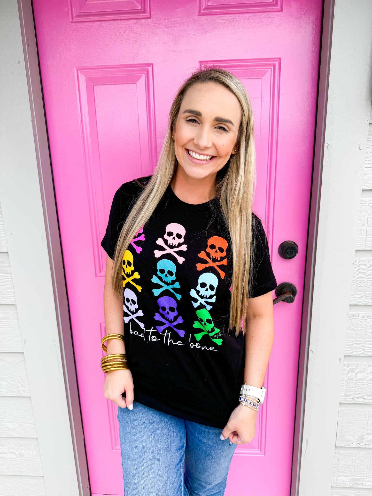 Colorful Bad to the Bone Tee - Southern Belle Boutique