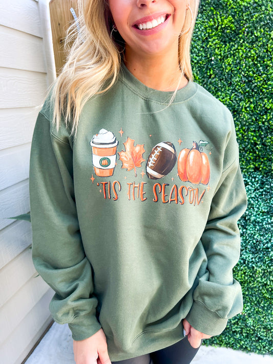 Fall & Football Olive Sweatshirt - Southern Belle Boutique