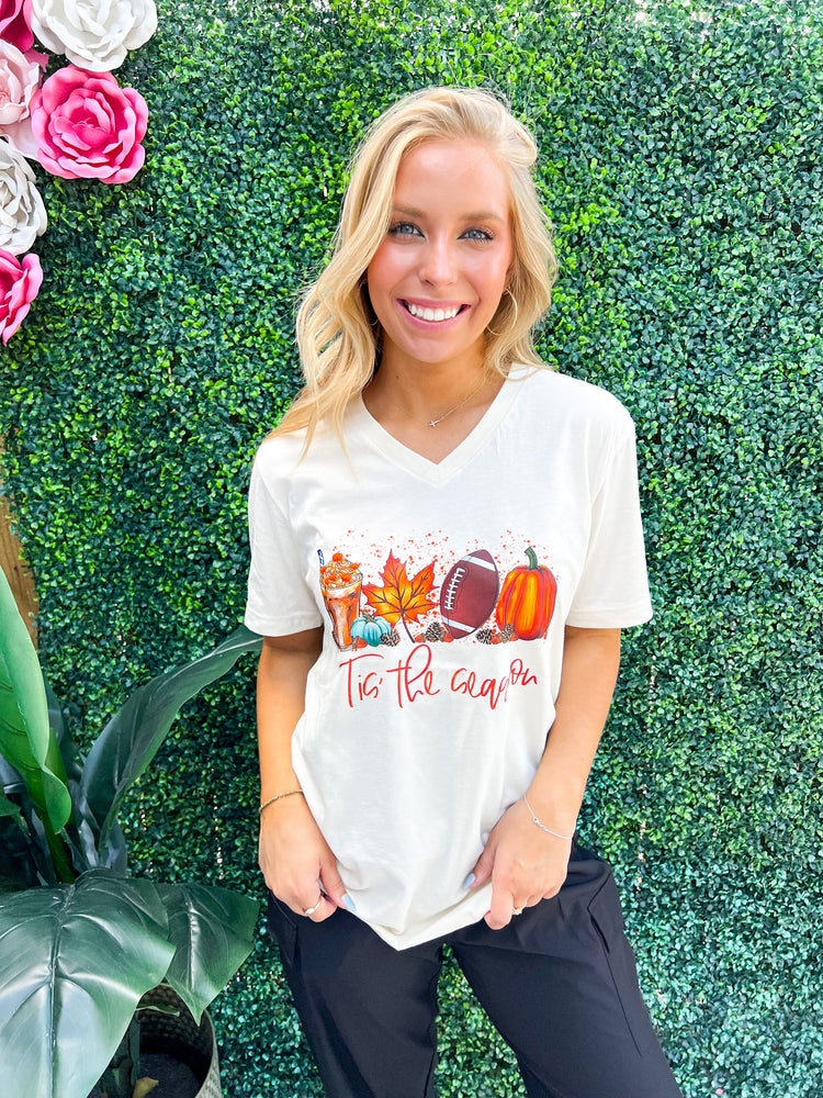 Fall & Football Ivory VNeck Tee - Southern Belle Boutique