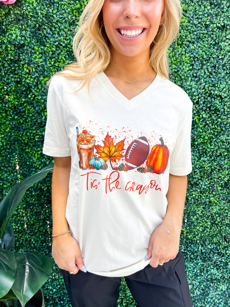 Fall & Football Ivory VNeck Tee - Southern Belle Boutique
