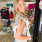 Lt Taupe Striped Top - Southern Belle Boutique