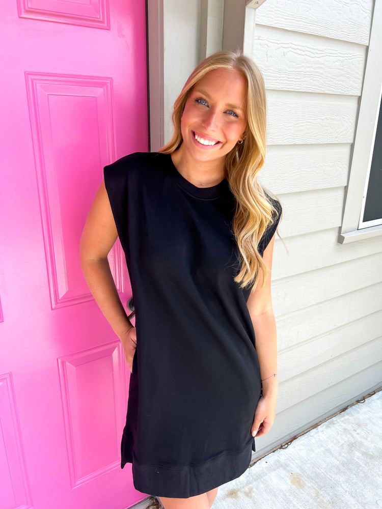 Black Sleeveless Shirt Dress - Southern Belle Boutique