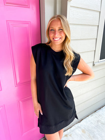 Black Sleeveless Shirt Dress - Southern Belle Boutique