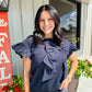 Navy Bow Top