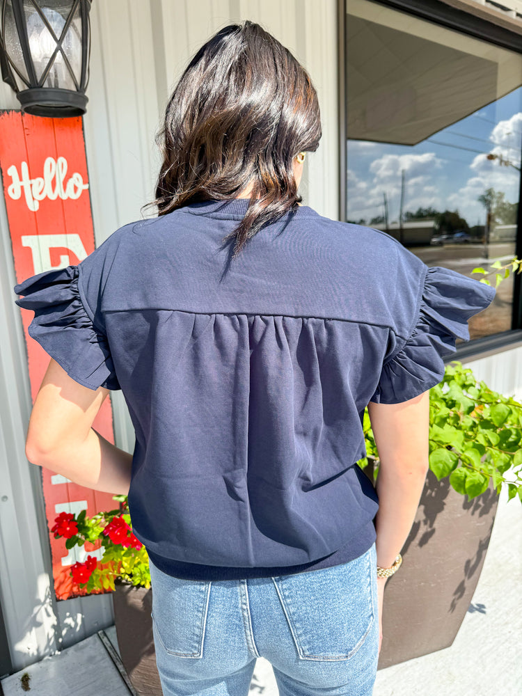 Navy Bow Top