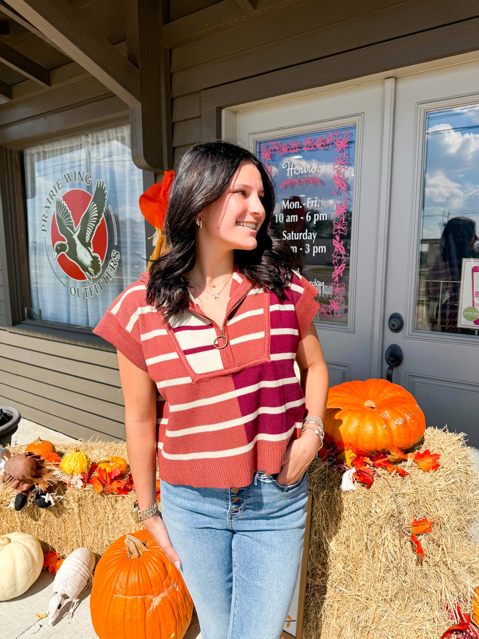 Chestnut Striped Sweater - Southern Belle Boutique