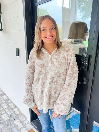 Taupe Leopard Penelope Pullover - Southern Belle Boutique