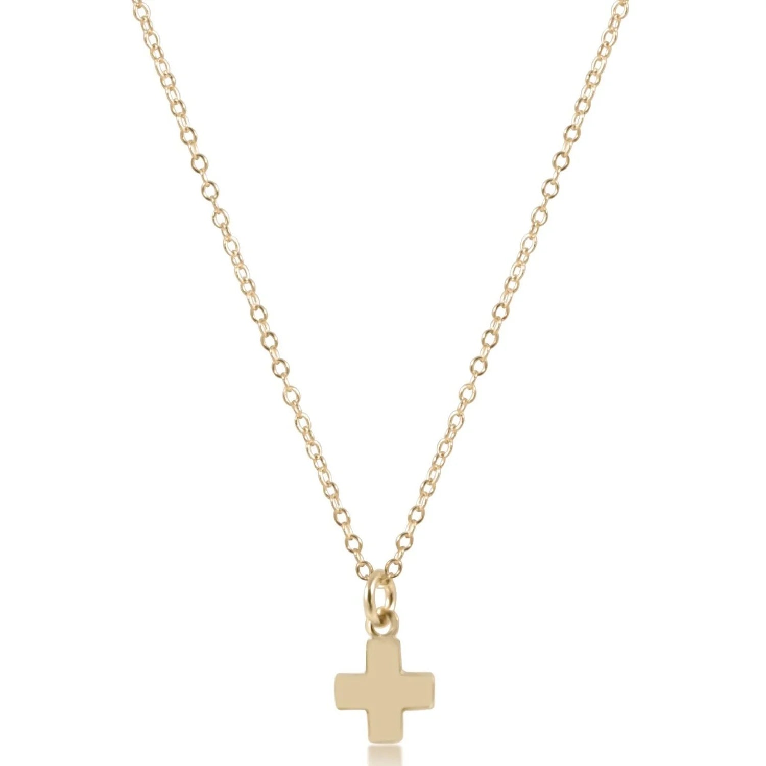 16" necklace gold - signature cross small gold charm - Southern Belle Boutique