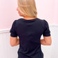Scarlette Black Gathered Sleeve Tee - Southern Belle Boutique