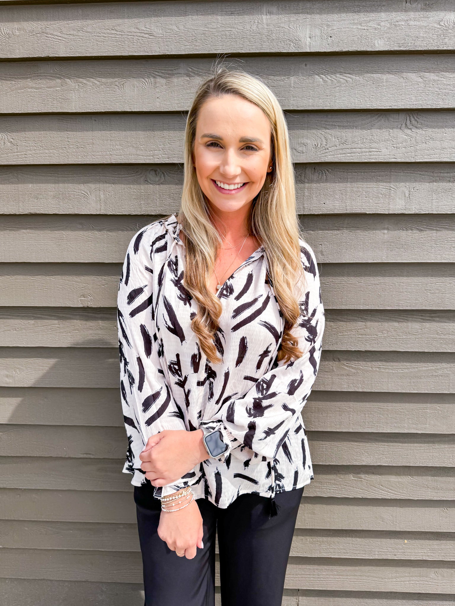 Ivory Black Blouse - Southern Belle Boutique