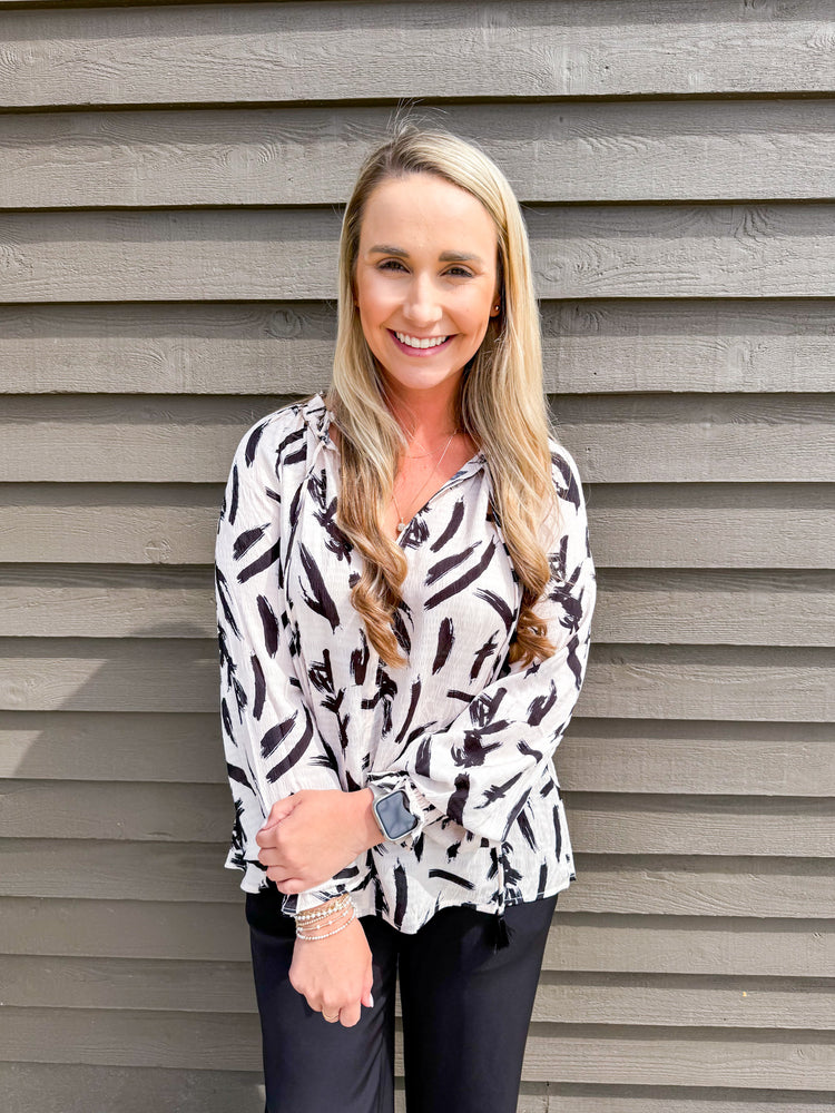 Ivory Black Blouse