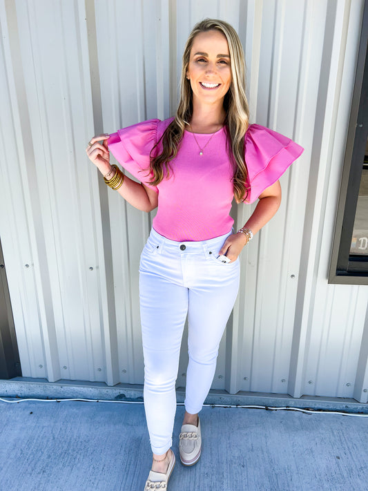 Rachael High Rise Mom Jean - Optic White - Southern Belle Boutique