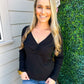 Leighton Ruched Rib Top - Black - Southern Belle Boutique