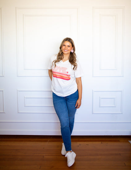 Retro LOVE Stripe Tee - Southern Belle Boutique