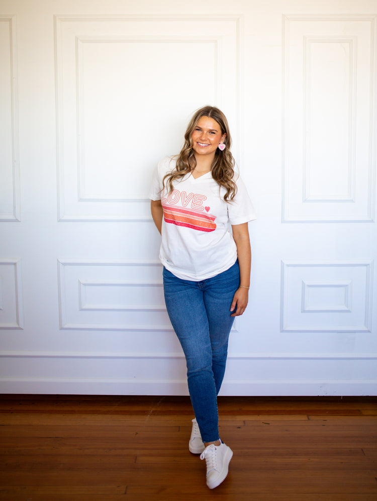 Retro LOVE Stripe Tee - Southern Belle Boutique