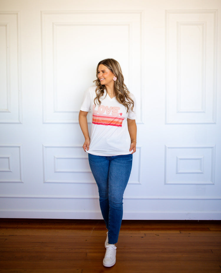 Retro LOVE Stripe Tee - Southern Belle Boutique