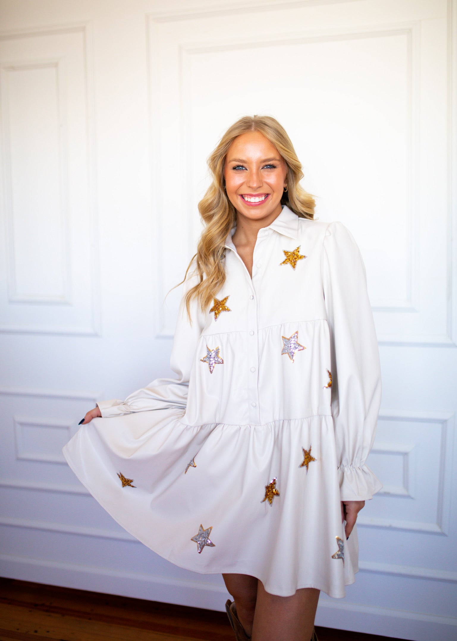 Leather Shirt Dress w/Stars - Southern Belle Boutique