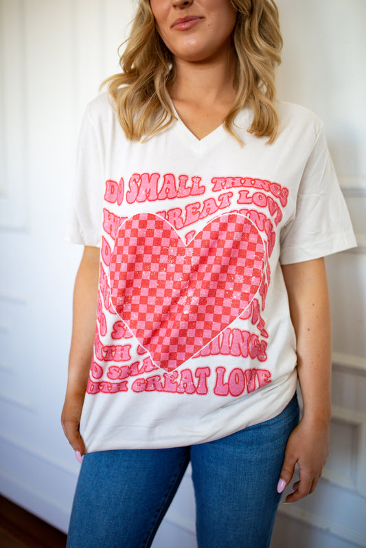 Great Love Checkered Heart Tee - Southern Belle Boutique