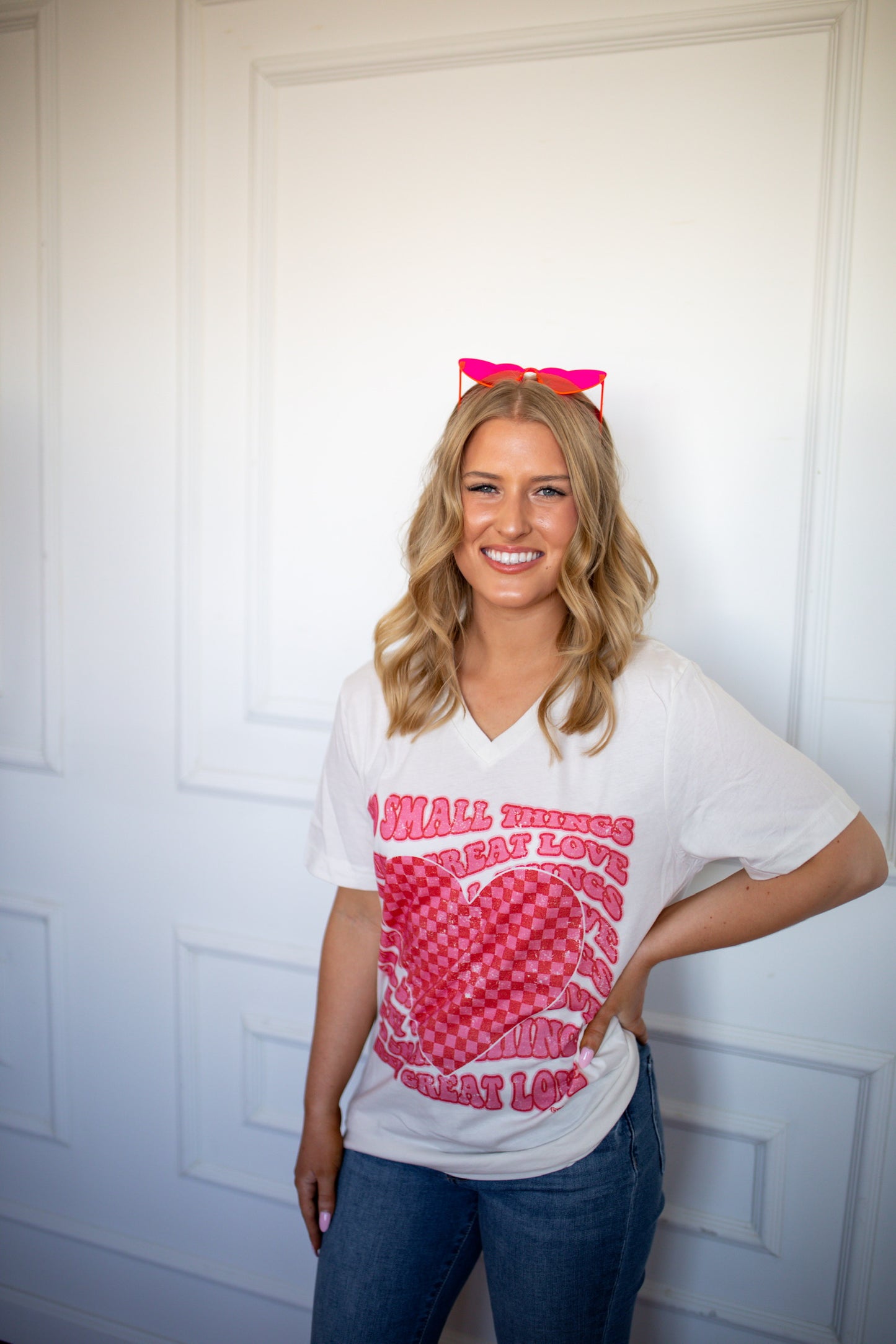Great Love Checkered Heart Tee - Southern Belle Boutique
