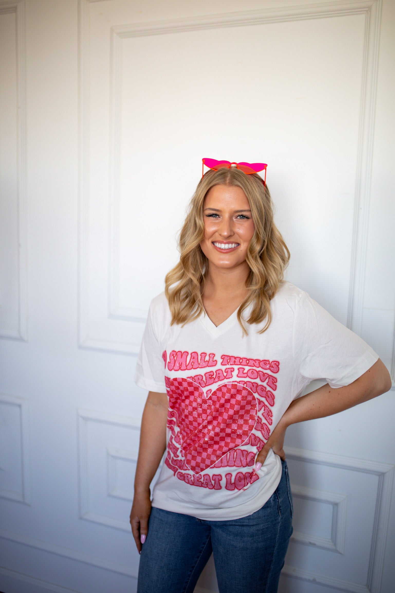 Great Love Checkered Heart Tee - Southern Belle Boutique