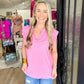 Pink Ruffle Sleeve Top - Southern Belle Boutique