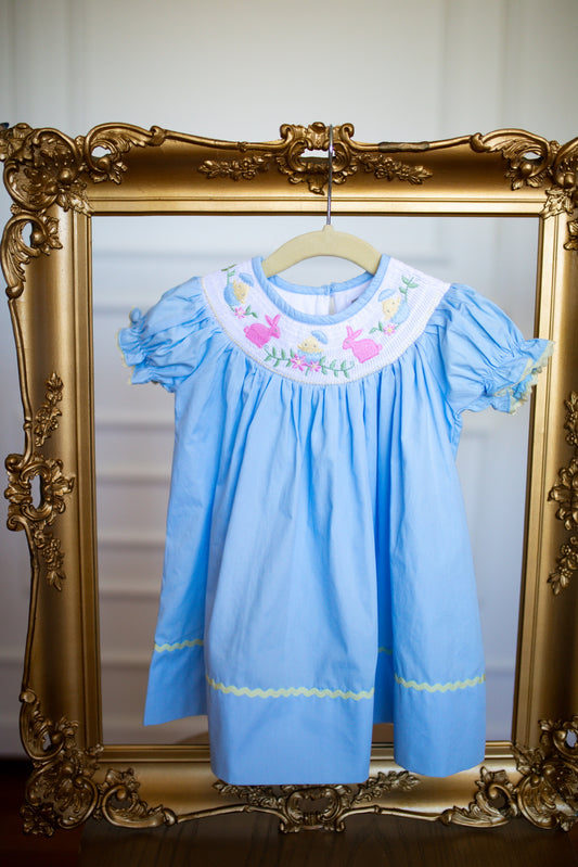 Lt Blue Easter Smocked Dress - Southern Belle Boutique