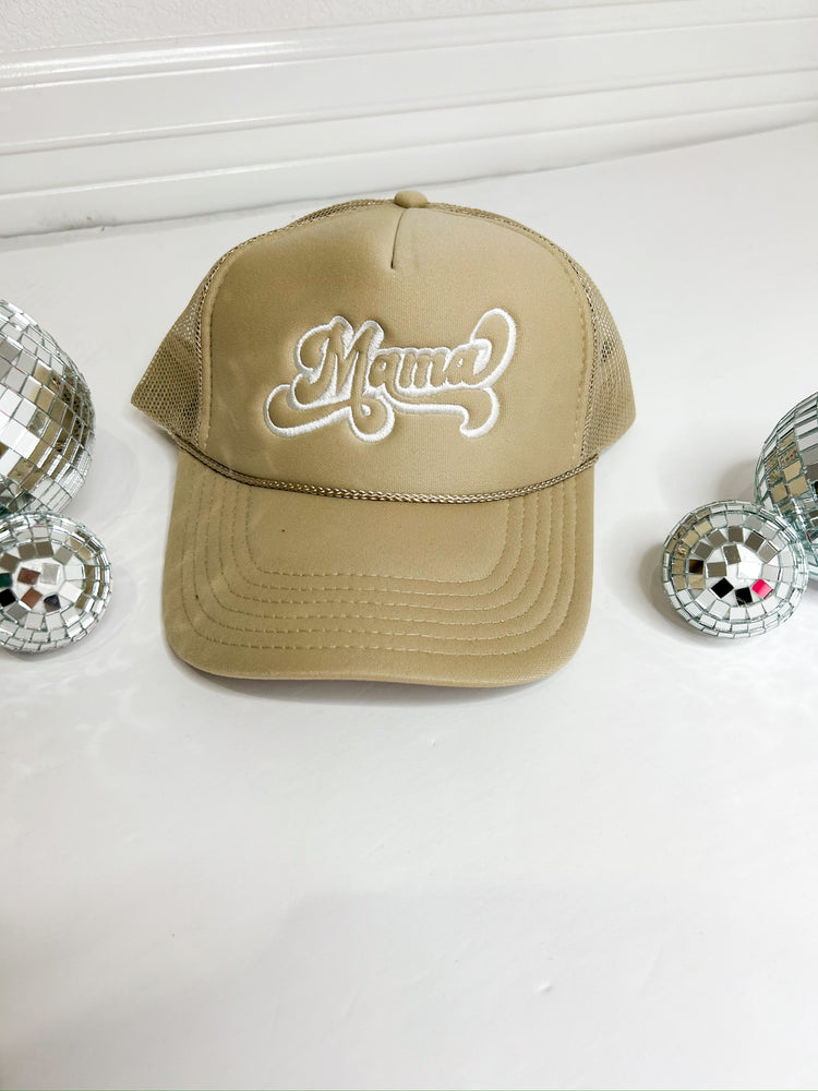 Mama White on Khaki Hat - Southern Belle Boutique