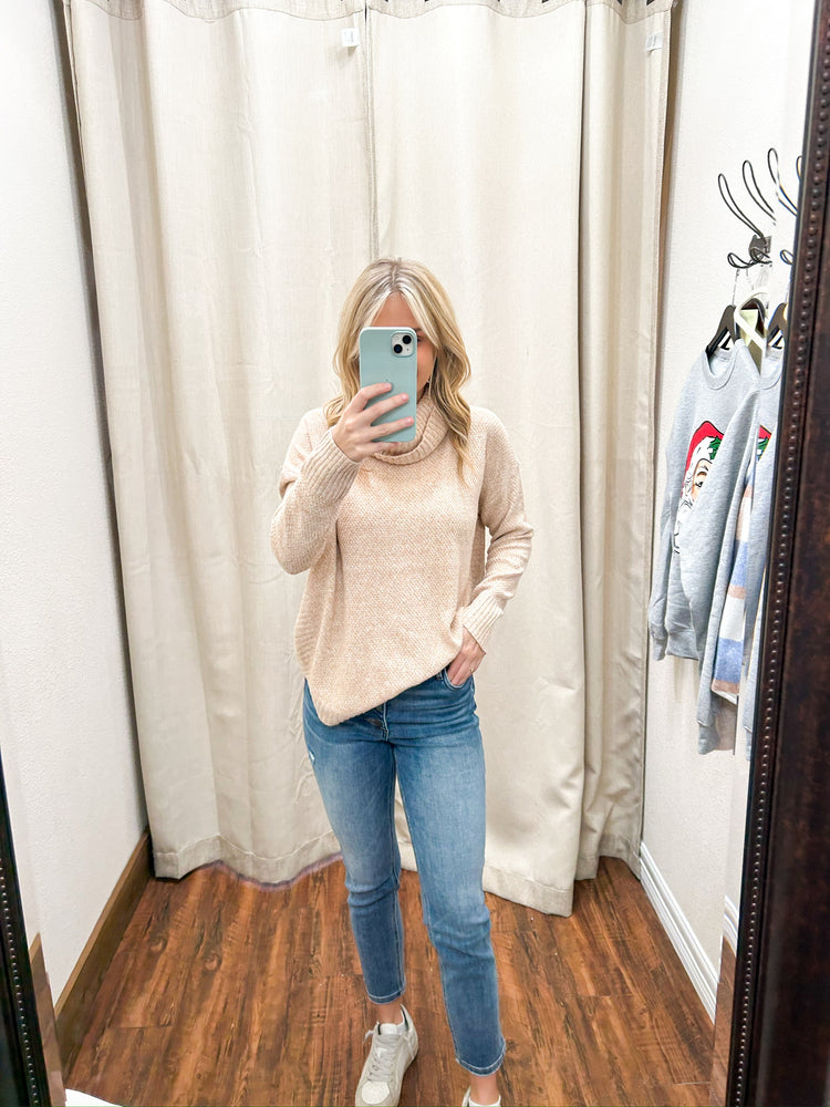 Taupe Turtle Neck Sweater - Southern Belle Boutique