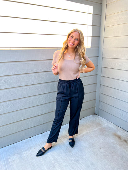 Black Relaxed Utility Pintucked Pants - Southern Belle Boutique