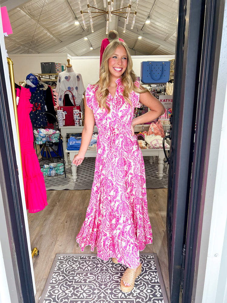 Paisley Maxi Dress - Pink