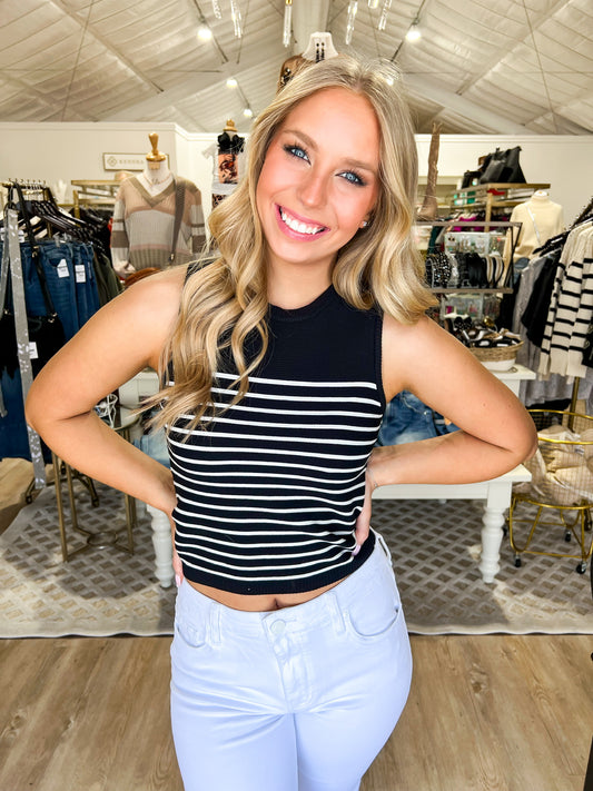 Black Striped Sleeveless Tank - Southern Belle Boutique