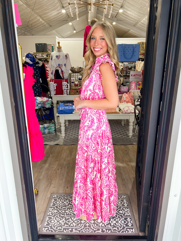 Paisley Maxi Dress - Pink