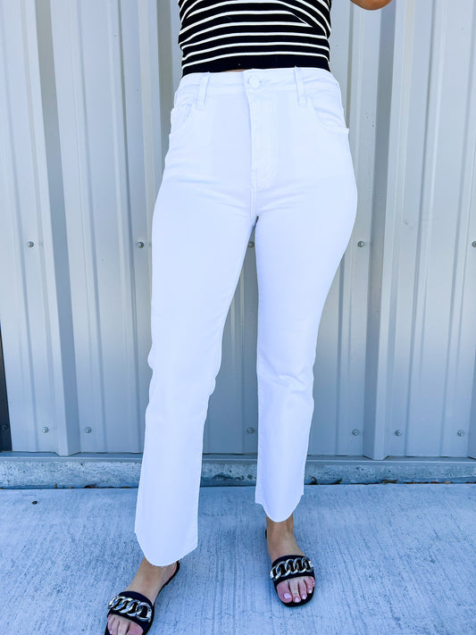 Kelsey High RIse Ankle Flare Jean - Optic - Southern Belle Boutique