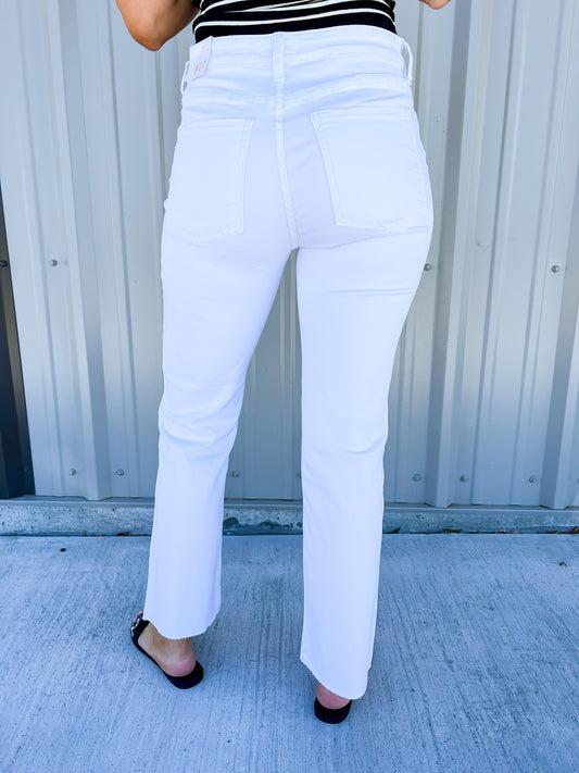 Kelsey High RIse Ankle Flare Jean - Optic - Southern Belle Boutique