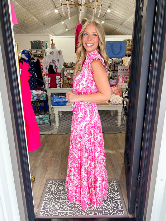 Paisley Maxi Dress - Pink