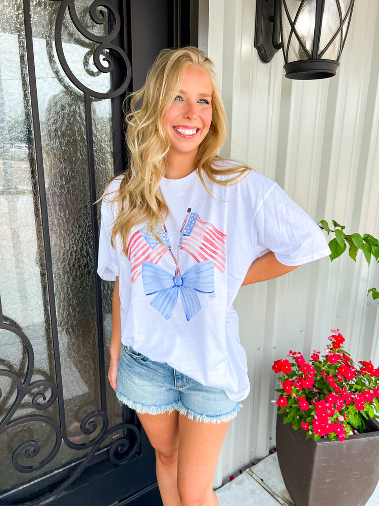 Red White & Bow Tee