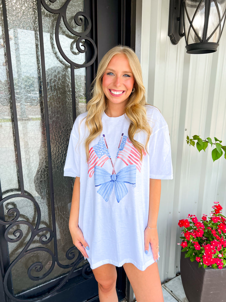 Red White & Bow Tee