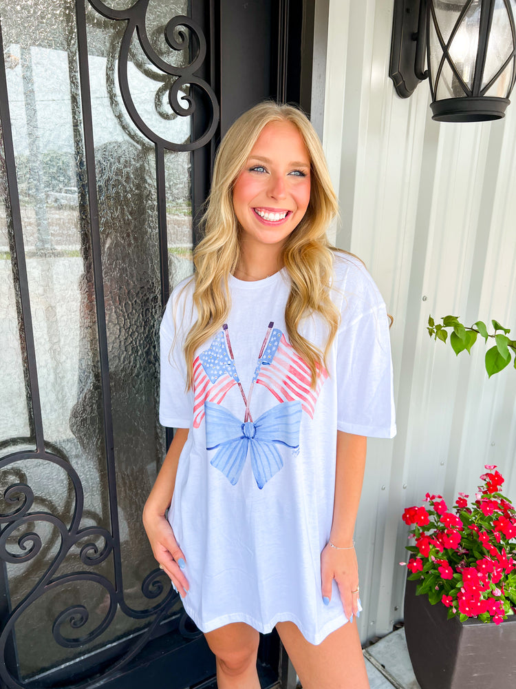 Red White & Bow Tee