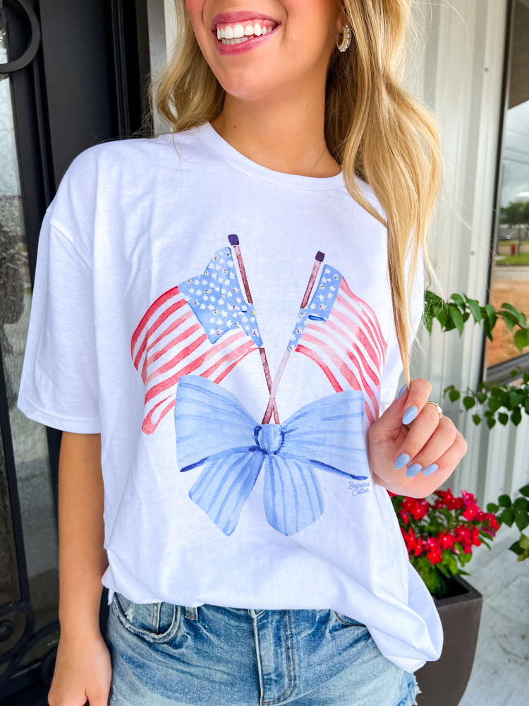 Red White & Bow Tee